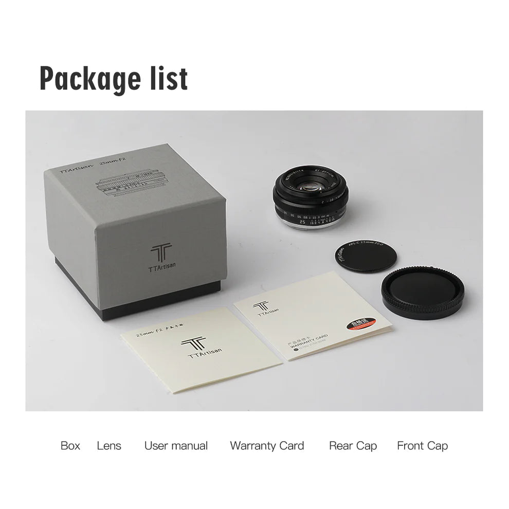 TTArtisan APS-C 25mm F2 lens | compatible with SONY E / FUJI X / Nikon Z / M43